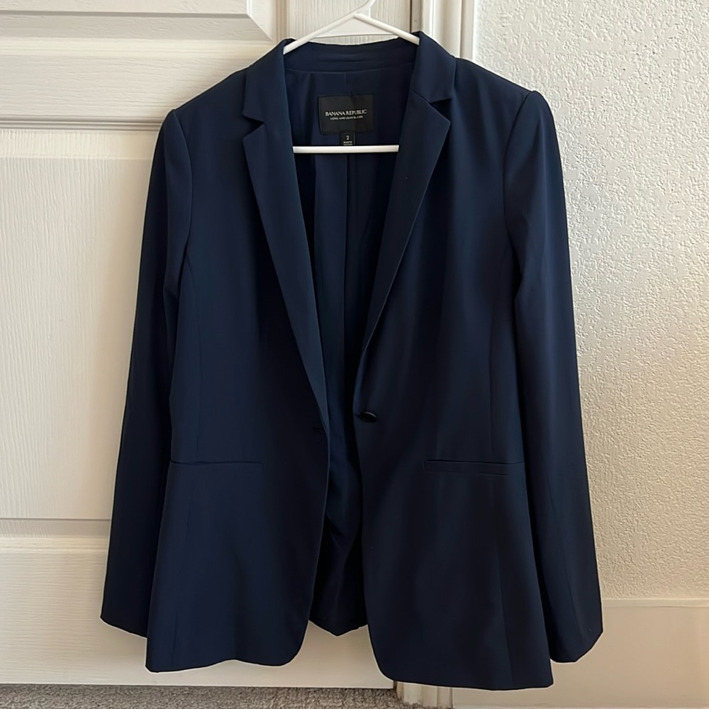 Banana Republic Navy Long and Lean Blazer